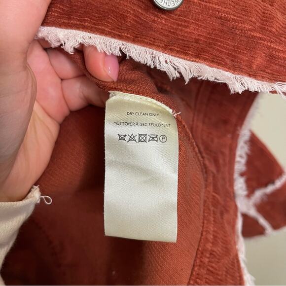 NEW Free People Heartland Workwear Jacket Orange Rust Frayed Edges S - Picture 9 of 10